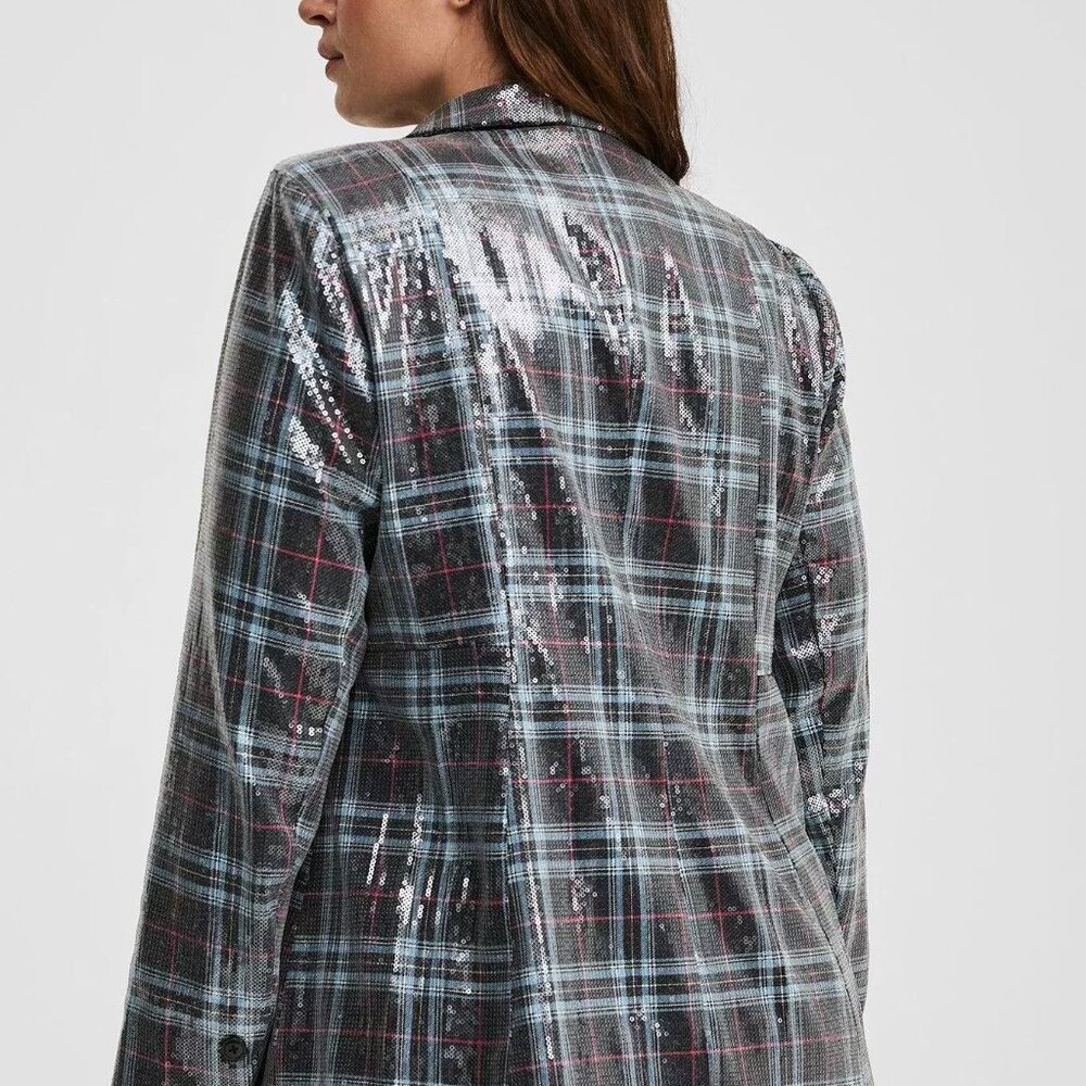 Torrid Sequin Button Front Plaid Blazer 2X - Picture 2 of 16